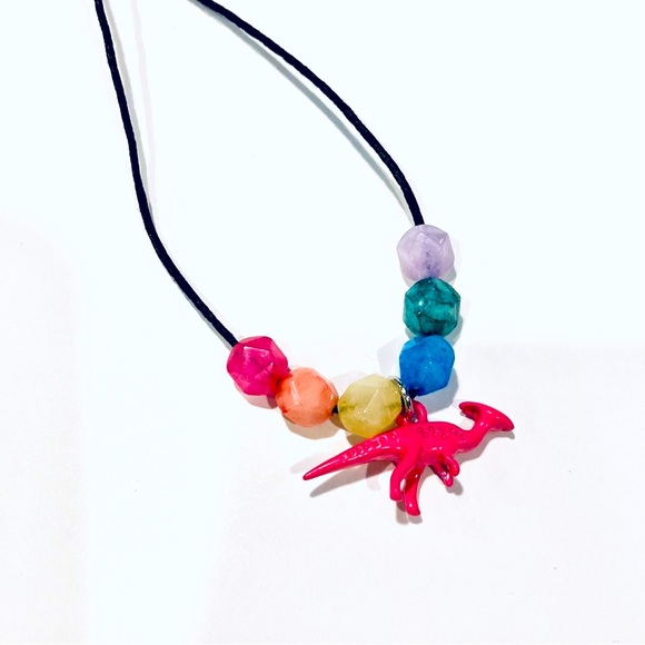 Handmade Pink Pterodactyl Dinosaur Necklace McGlamorous Kids Jewelry - Picture 3 of 3